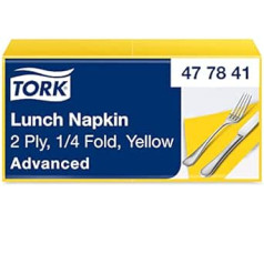 Tork 477841 Lunchservietten Gelb / 2-lagige Servietten für kleine Gerichte oder Snacks / Advanced Qualität / 10 x 200 (2000) Papierservietten / 32,6 x 33 cm (B x L) / 1/4-Falz