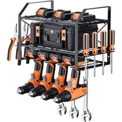 Battery Drill Storage Rack, 3-Layer Garage Tool Organiser, Power Tool Organiser Wall Mount, Utility Storage Rack for Drill Sets, Drill Holder Wall Mount