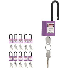 10 Sets 38mm 1.5 Inch Lockout Lock Lockout Tagout Lock with Keys Dustproof Nylon Industrial Engineering Insulation Security Tool for Factory Construction Sites (Purple)