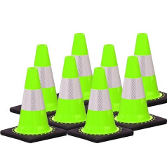 UvV®-Reflex Pylons Mint Green 30 cm with Reflective Film Strips Type RA2/B - Traffic Cones - Warning Cones Stackable Pack of 8