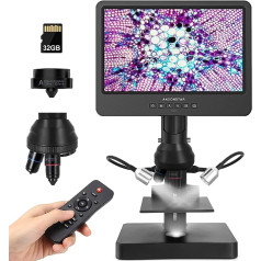 Andonstar AD249S-P 10,1 collas HDMI digitālais mikroskops, 4000 x 3 objektīvs 2160P UHD video ierakstīšanai, bioloģiskā mikroskopa komplekts pieaugušajiem un bērniem, monētu mikroskops bojātām monētām