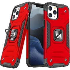 Bruņu maciņš ar vāciņu + magnētisks turētājs iPhone 13 mini Ring Armor, sarkans