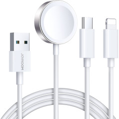 3in1 kabelis USB-A kabelis ar induktīvo lādētāju + 1x iPhone Lightning + 1x USB-C 1,2 m balts