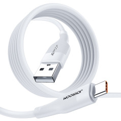 USB - USB-C kabelis ātrai uzlādei un datu pārraidei, 6A, 1m, balts