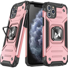 Bruņots hibrīda maciņš iPhone 11 Pro + Ring Armor magnētiskajam turētājam, rozā