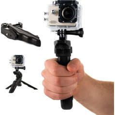 Stiprinājums ar mini statīvu GoPro SJCAM darbības kamerai melnā krāsā