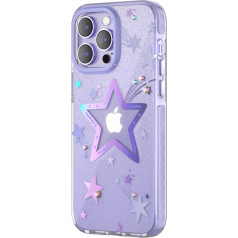 Kingxbar iPhone 14 Pro Heart Star sērijas PURPLE STAR maciņš ar zvaigznītēm