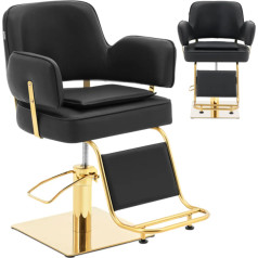 Косметическое парикмахерское кресло Physa OSSETT с подставкой для ног - черно-золотое