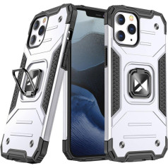 Bruņu maciņš ar vāciņu + magnētisks turētājs priekš iPhone 13 Pro Ring Armor, sudraba