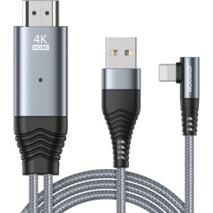 Adapteris iPhone no Lightning uz HDMI 4K USB pelēks