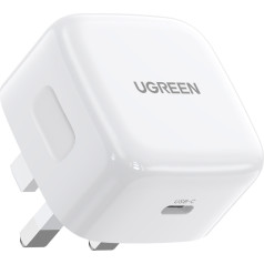 Ātrais tīkla lādētājs, angļu UK spraudnis, USB-C PD 30W, balts