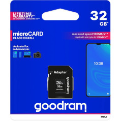 Goodram Microcard 32GB micro SD HC UHS-I klases 10 atmiņas karte + SD adapteris