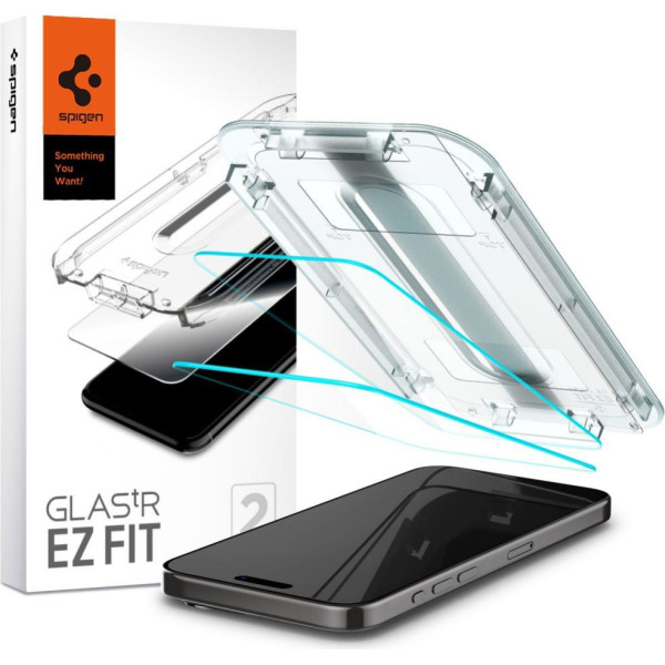 Spigen Glas.tR EZ Fit rūdīts stikls iPhone 15 Pro Max - SET no 2 gab.