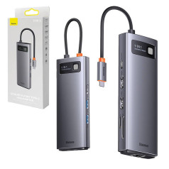 Baseus Metal Gleam Series 9in1 Hub / USB-C to 2x USB 3.0 / 2x HDMI / USB 2.0 / USB-C PD / Ethernet RJ45 / microSD/SD