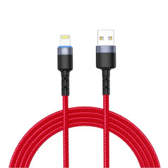 Tellur Data Cable USB to Lightning with LED Light 3A 1.2m Red