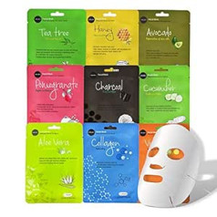 Sharpcost Celavi Essence Facial Face Mask Paper Sheet Korea Skin Care Moisturising 9 Pack (Mix of 9)