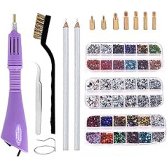 ‎Blinginbox BLINGINBOX Hotfix Applicator Tool 2 Boxes of 4000 Pieces Rhinestone Applicator Set with 7 Different Sizes Nozzles Cleaning Kit Tweezers Brush for Clothes and Shoes