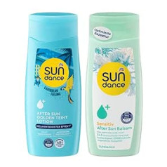 Sundance 2 komplekts pēc sauļošanās: Golden Tint Lotion Moisturizer ar Alveju, Pantenolu un Bisabololu (200 ml) + Aprés Balm Sensitive After Sun (200 ml), 400 ml