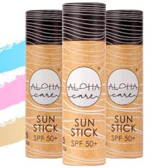 Aloha Care Aloha Sun Stick SPF 50+ sejas minerāls saules aizsarglīdzeklis sērfošanai Eco Paper Stick 20 g (3 iepakojumā)