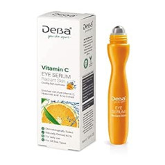 Deba vitamīna C serums, rullējams acu serums pret novecošanos ar tūlītēju efektu - tīrs C vitamīns, hialuronskābe, pantenols, efejas ekstrakts un Pleurimincyl™, ļoti koncentrēts - 15 ml