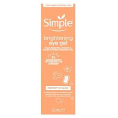 ‎Simple Vienkāršs Protect 'n' Glow Brightening Eye Gels bez cietsirdības un vegānisks, lai aizsargātu un mitrinātu saspringtas un nogurušas acis, 25 ml