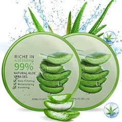 Anmi 2 x 300 ml Organic Aloe Vera Gel - ANMI dabīgs mitrinošs krēms, mitrinošs krēms ķermeņa matiem, saules apdegumu kopšana, rētu atjaunošana, nomierinošs un pretiekaisuma līdzeklis