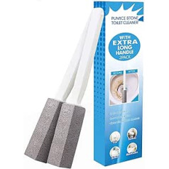 Agatige Pack of 2 Pumice Stone for Toilet Bowl Cleaning, Pumice Stone Toilet Cleaner Brush, Hard Water Ring Remover with Long Handle for Bathroom/Pool/Kitchen