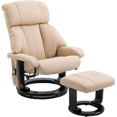 Homcom masāžas krēsls, televizora krēsls ar ķeblīti, masāžas krēsls ar sasilšanas funkciju un vibrāciju, melns/krēms