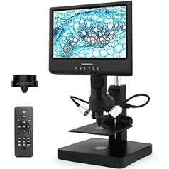 10 Inch 3 Lens Digital Microscope for Adults IPS FHD 1000X LINKMICRO LM249 Coin Microscope for Error Coins, Microscope Science Kit for Children, Prepared Slide Set, 1080p Photo and Video