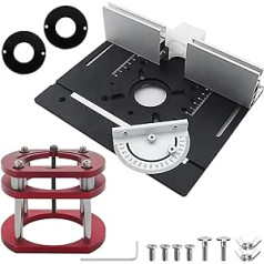 Kaelah Milling Table Insert Plate Set, Includes 1 Router Table and Router Lift, Engraving Auxiliary Tool with Mitre Gauge, Face Milling Device, Router Table Milling Lift Maximum Lift 51 mm