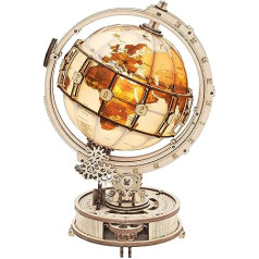 ROKR Wooden Puzzle Adult 3D Wooden Puzzle Model with Globe Model Making, 180 Pieces, Luminous Globe