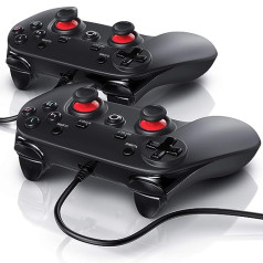 CSL - 2x PC Gamepad - X Controller mit Direct-Input X Input - Dual Vibration - Turbo-Funktion - Plug and Play - LED-Anzeige - Schwarz