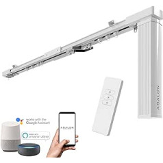 ABALON White Motorized Curtain Track 1-4m WiFi Motor Compatible with Alexa Google Home and App Smart Home with Remote Control Aluminum Electric Rail