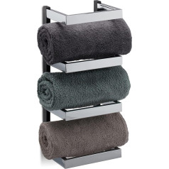 Relaxdays, Compartments for Towels, Silver/Black Towel Rack Design, Chrome, Hanging Towel Rack, HBT: 44 x 18 x 16 cm, 100% Iron