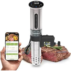 KitchenBoss Sous Vide Stick Garer: WiFi Sous Vide Stick 1100 W Precīzijas plīts cirkulācija 40°C - 90°C Temperatūras diapazons Sous Vide Rod IPX7 Ūdensizturīgs LED skārienjutīgs displejs Īpaši klusa lietotņu vadība