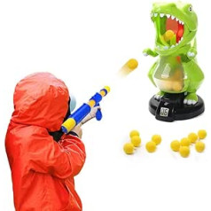 EagleStone Dinosaur Shooting Toy for Boys and Girls, Target Shooting Games, Pump Gun and LCD Result Recording, Sound, 24 Foam Balls, Electronic Target, Gift for Toddlers