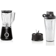 Bosch MMB6141B VitaPower Series 4 blenderis, 1200 W, 30 000 apgr./min., 1,5 l konteiners Tritan, Black & Set ToGo pudele MMZBTK1B, Smoothie ToGo pudele 0,6 l, neplīstoša