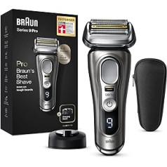 Braun Series 9 Pro Premium vīriešu skuveklis ar 4+1 skūšanās galviņu, elektrisko skuvekli un ProLift trimeri, 60 minūšu akumulatora darbības laiku, lietošanai mitrā un sausā veidā uz s 1, 3 un 7 Day Beard, 9415s