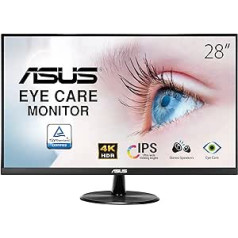 ASUS Eye Care VP289Q — 28 collu 4K UHD monitors — 60 Hz, 5 ms GtG, FreeSync, HDR 10 — IPS panelis, 16:9, 3840x2160 — DisplayPort, HDMI, VESA