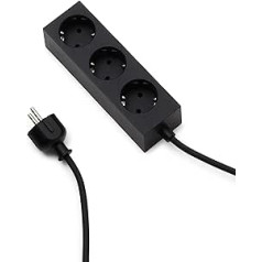 Pedestal Power Bar Power Strip 2 m with Magnetic Base (Black) - Practical Stylish Multiple Socket 3-Way Magnetic - Magnetic 3-Way Socket - Power Strip 3-Way