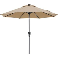 ABCCANOPY Market Parasol 3 Years Non-fading Olefin Canopy Patio Outdoor Aluminium Table Umbrella with 8 Sturdy Ribs Beige Mottled