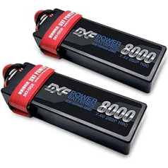 DXF 2pcs 8000mAh 7.4V 110C 2S LiPo RC Battery with Hard Case Deans Plug for RC Evader BX Car Truck Truggy Buggy Tank Helicopter Aeroplane Car Racing