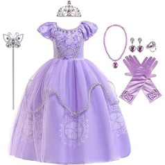 CinheyU meiteņu Sofijas princeses dzimšanas dienas kleita Rapunzel karnevāla Helovīna kostīmu konkurss Ziemassvētku vakara ballītes kleita ar aksesuāriem