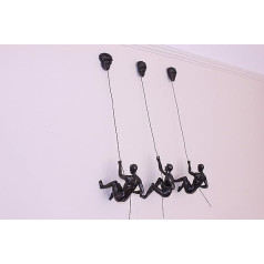 3 x Large Bronze Climbing Absope Men Hanging Ornaments Figures Climbing Men Wall Hanging Figure Saving Ornaments Sculptures Wall Art Resin and Metal for Hanging on Wire B2B1C