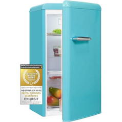 Изысканный ретро-холодильник RKS100-VH-160F Голубо-голубой | Объем 94 л | Холодильник Ретро Отдельностоящий | Дверные и стеклянные полки | Светодио