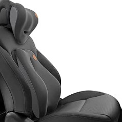 Ergocar jostasvietas atbalsta spilvens un kakla spilvens biroja/automašīnas/spēļu krēslam, muguras sāpju mazināšana, elpojošas atmiņas putas, mazgājams 3D sieta pārvalks, melns (bez masāžas funkcijas)