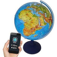 alldoro 68600 bērnu 3D Lexi Globe ar viedtālruņa IQ Globe lietotni, apgaismots bezvadu globuss ar LED spuldzi, paaugstināts reljefa globuss, politiskā ģeogrāfijas karte, piemērots bērniem no 3 gadiem