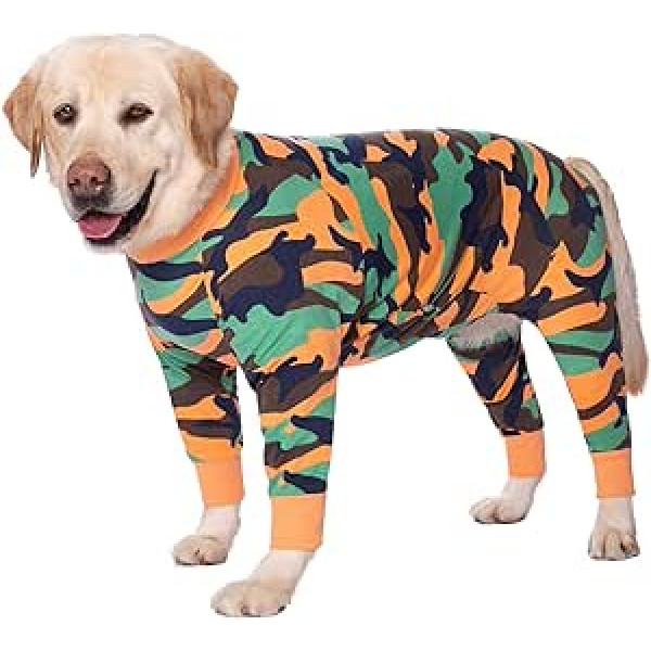 BT Bear Large Dog Clothes, Elastic Pet Onesie, Protect Joints, Anti-Hair, Anti-Licking, Wound Protection, Pet Pajamas Jumpsuit for Medium Large Dogs (7XL, Camouflage)