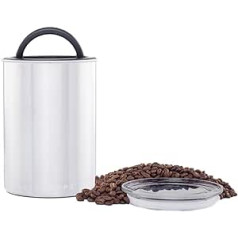 Airscape Kaffeebehälter aus Edelstahl – Vorratsbehälter für Lebensmittel – Patentierter luftdichter Deckel – Erhaltung der Lebensmittelfrische durch überschüssige Luft (vidēja, sudraba)