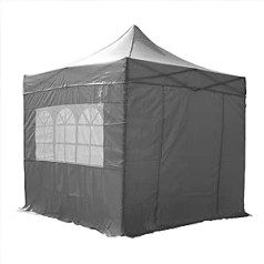 Airwave 2.5m x 2.5m Pop Up Gazebo with Sides Water Resistant PVC Removable Side Walls Church Style Ideal for Smaller Outdoor Spaces Portable with Heavy Duty Carry Bag (Grey)